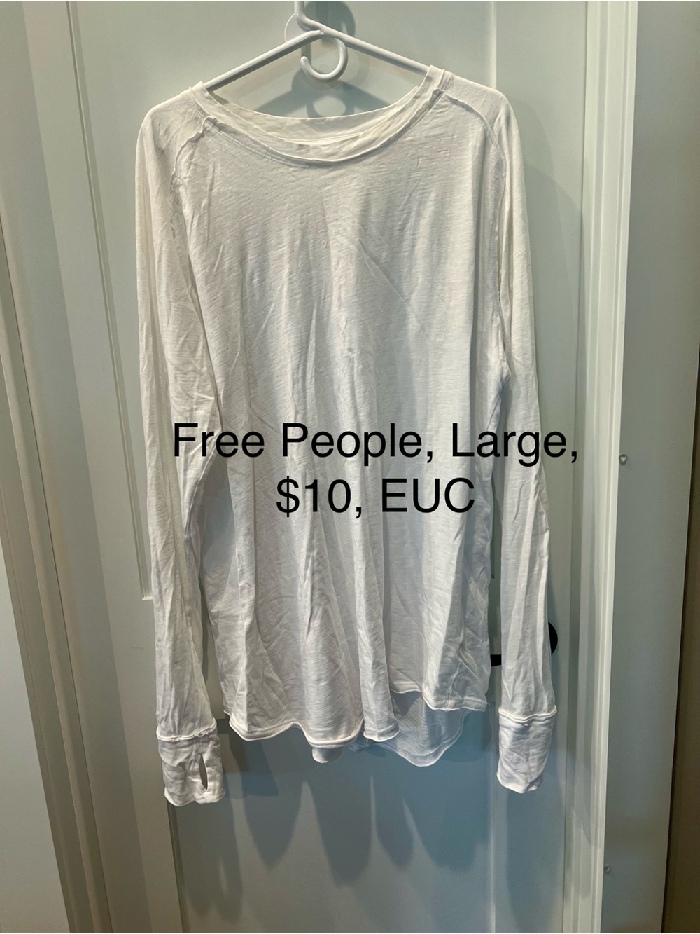 Free People Men's Long-Sleeve Crewneck Top - White